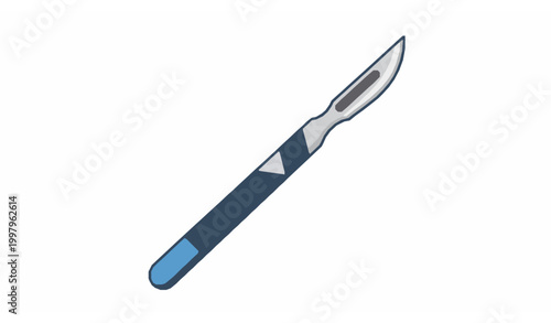 Surgical Scalpel with Stainless Steel Blade and Blue Safety Handle