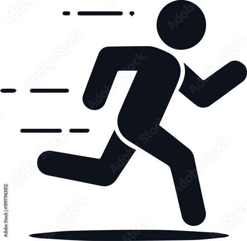 Dynamic Sprint: A silhouette captures a moment of rapid movement and intense action. with horizontal lines accentuating speed, this minimalist illustration evokes motion and energy.