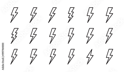Bolt Icons in a Grid Pattern Against a White Background