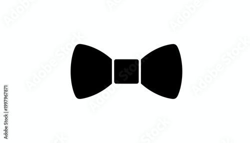 Black bow tie, bowtie icon, necktie symbol, formal wear accessory, vector graphic