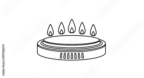 Gas Stove Burner, Cooking Flame, Vector Stovetop Element, Kitchen Range