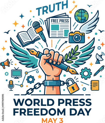 A powerful vector illustration for World Press Freedom Day