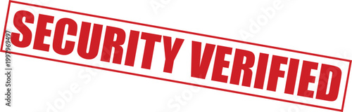 Red security verified stamp with bold letters