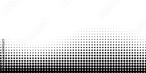 Dotted gradient halftone background. Horizontal seamless dots pattern in pop art style. Abstract modern stylish texture. Vector illustration.