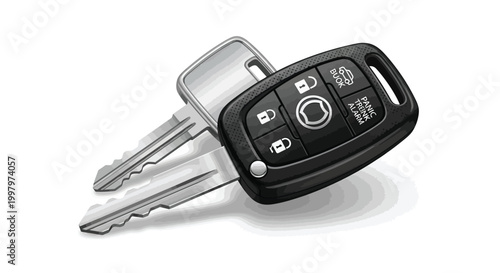 Modern Car Key and Remote Control.