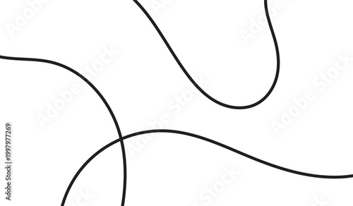 Abstract art wavy curvy long squiggles and lines minimalist black and white design