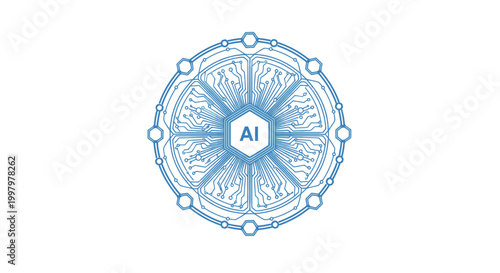 Artificial Intelligence Network Concept - Digital Technology Core