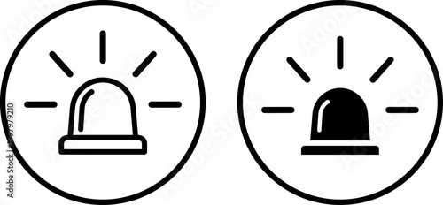 Emergency Siren Flashing Light and Alarm Notification Vector Icon Set