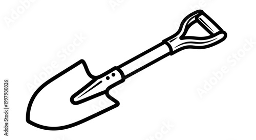 A durable metal shovel with a sturdy handle, designed for digging and gardening tasks.