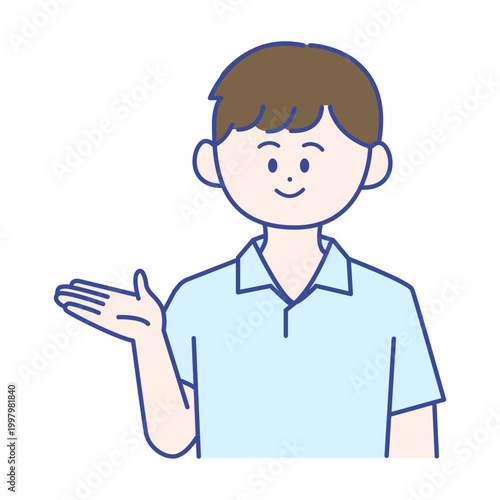 案内をする男性介護士