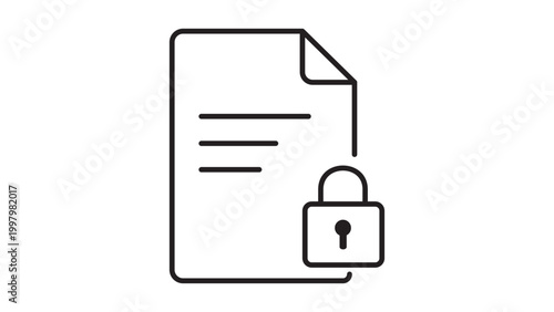Bild auf Leinwand Secure Document Lock Editable Stroke Vector Icon