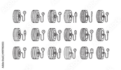 Tire Pressure Gauge Testing Variety During Vehicle Maintenance