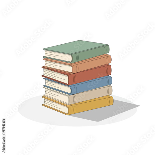 Schilderij op canvas A stack of eight books with colorful covers