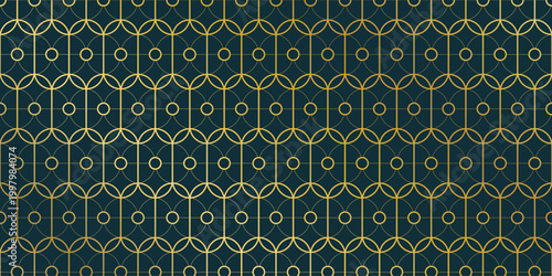 Luxury art deco background pattern vector. Abstract gold geometric line and elegant art nouveau with delicate. Illustration design for invitation, banner, vip, interior, fabric and decoration.	