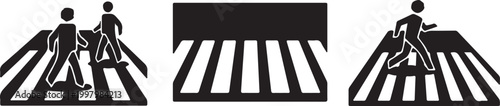 Crosswalk symbols indicating pedestrian crossing safety and traffic regulation for safe passage