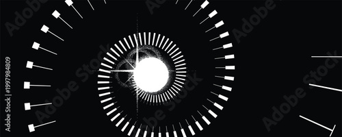 Spiral galaxy vortex with concentric rings. Galaxy core wave rings. Futuristic spiral galaxy energy burst for modern futuristic sci fi background. Spiral star magnetic fields. Vector