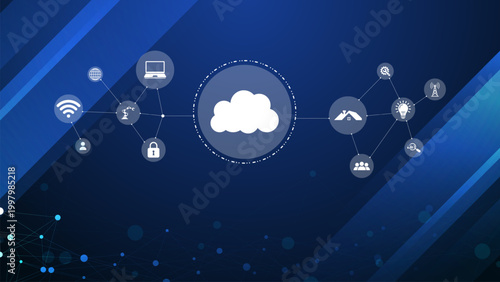 Abstract Cloud Computing Technology Background with Digital Network Connection