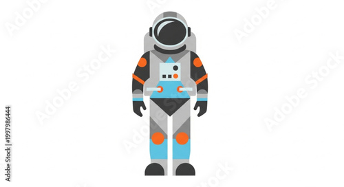 Astronaut in a spacesuit standing isolated on white background.