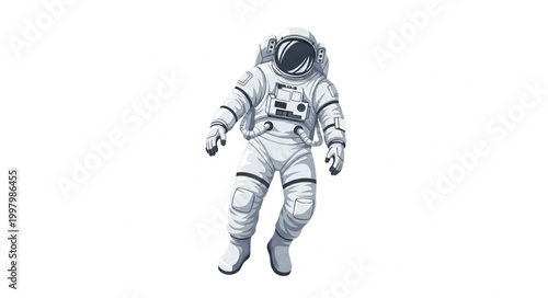 Astronaut in a white spacesuit floating in space.