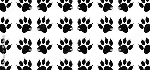 Cute black pet dog cat paw foot print pattern art