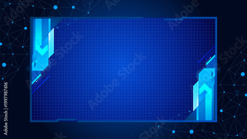Futuristic blue background with glowing technology sci fi frame hud ui