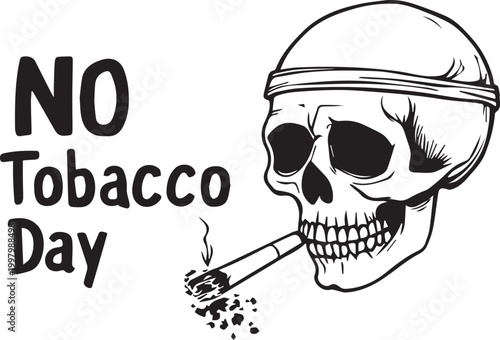 No tobacco day illustration with a smoking skull