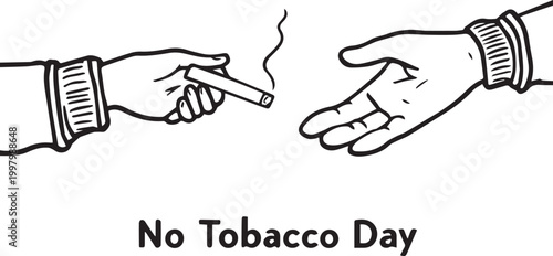Illustration of a hand offering a lit cigarette to another hand
