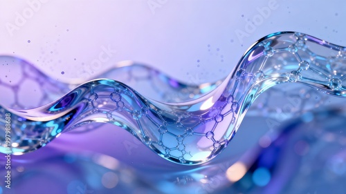 Abstract 3D Molecular Structure with Fluid Motion