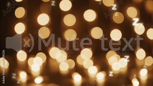 Mute Text and ZZZ Symbols on Bokeh Lights Background Representing Quiet and Sleep.