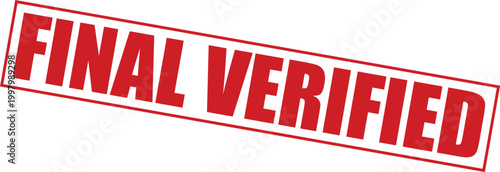 Red final verified stamp on with bold text