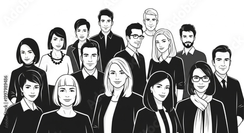 Diverse Group of Professionals Posed Together in a Studio Setting.