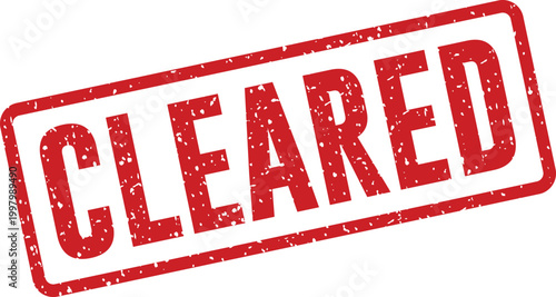 Red 'cleared' stamp official approval and document verification symbol