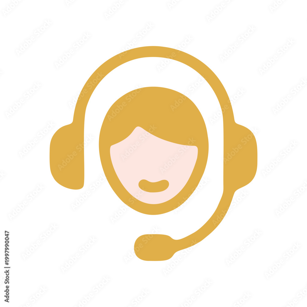 Fototapeta premium Customer service representative icon headset symbol isolated on white