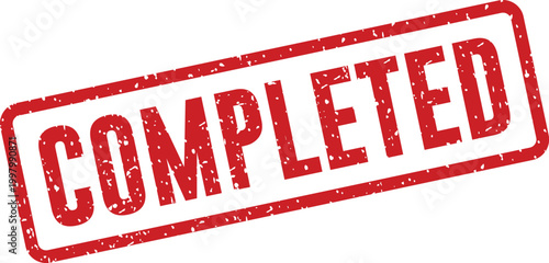 Red 'completed' stamp illustration task achievement and project finalization