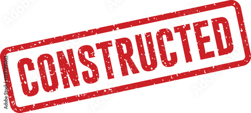 Red rubber stamp with the word 'constructed' official document marking