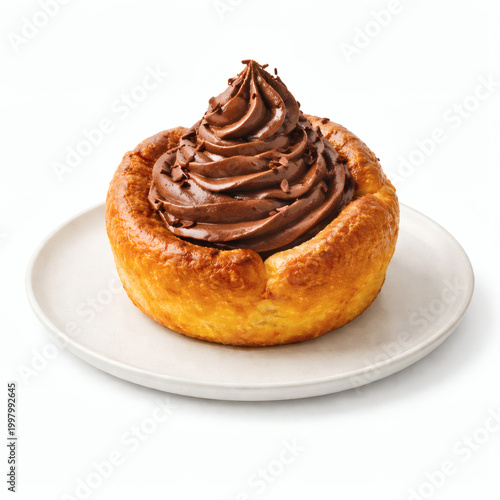 Chocolate Filled Pastry on White Background for Sweet Dessert Presentation