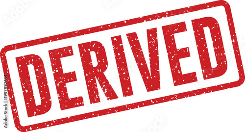 Red 'derived' stamp illustration on white background