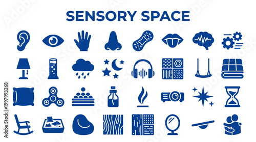 Sensory Space Icons Collection Representing Different Stimuli And Activities For Therapeutic And Educational Environments