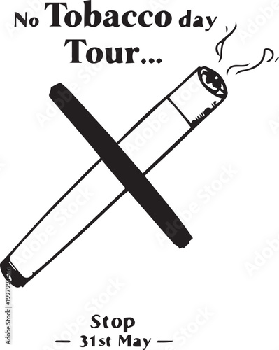No tobacco day antismoking awareness poster with cigarette and cross symbol