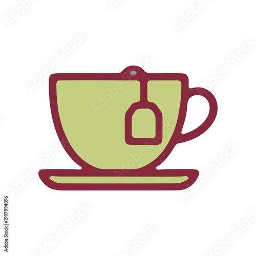 Green tea cup icon with teabag simple illustration isolated on white