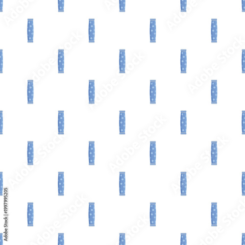 Repeating blue cylindrical objects with light dots creating a decorative texture