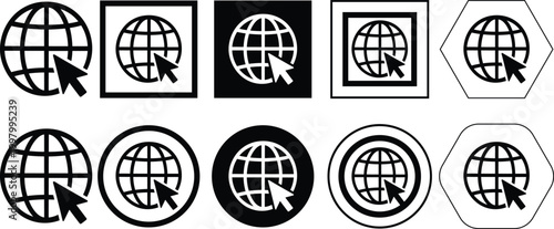 Click to go to website or internet line art icon for apps and websites