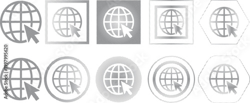 Click to go to website or internet line art icon for apps and websites