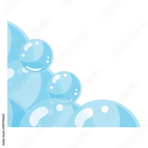 Blue Soap Bubbles Corner Border