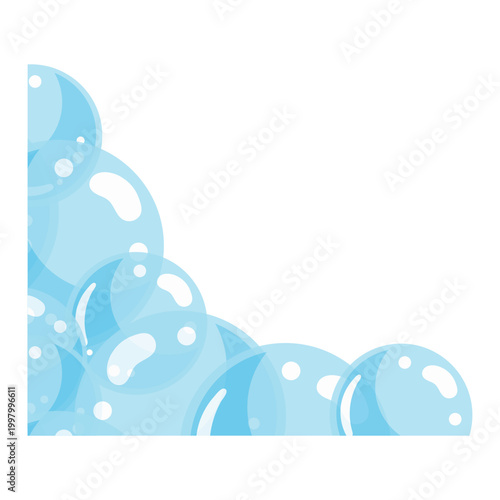 Blue Soap Bubbles Corner Border