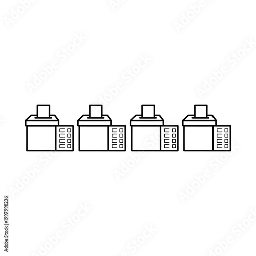Election ballot box icons outline for voting process and democratic participation symbols.