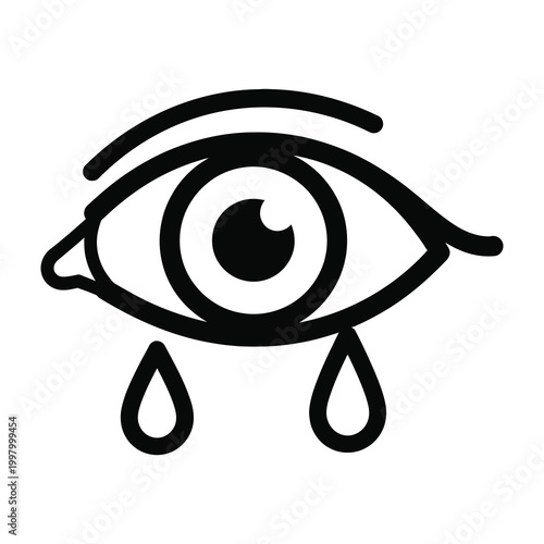 Crying eye with tears sadness emotion symbol