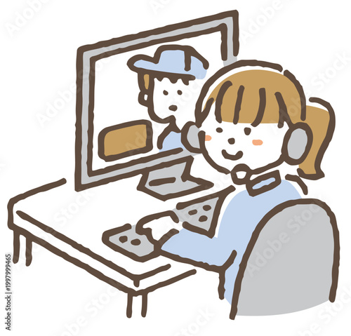 遠隔で指示を出す作業員のイラスト。/ An illustration of a worker giving instructions remotely.