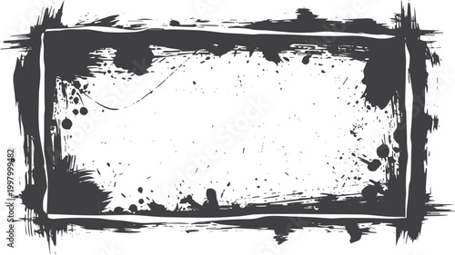 Black ink splatter frame with rough edges