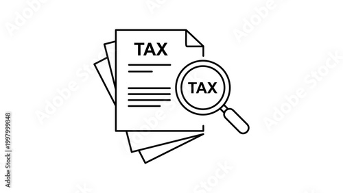 Fotografija Tax Audit and Financial Document Review Editable Stroke Vector Icon